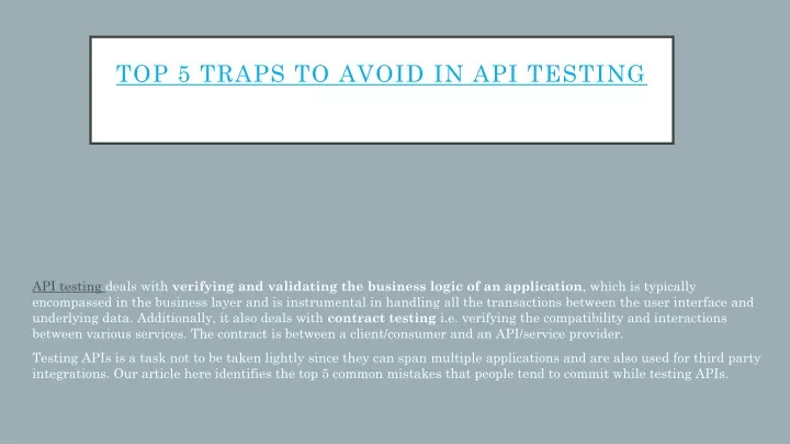 top 5 traps to avoid in api testing