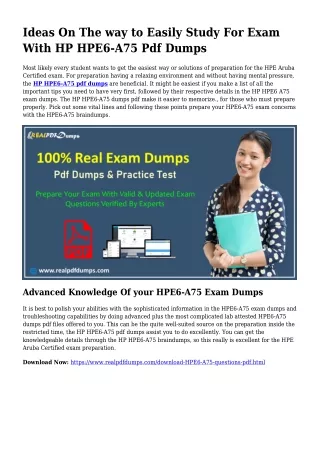 Feasible Your Preparing By means of HPE6-A75 Pdf Dumps