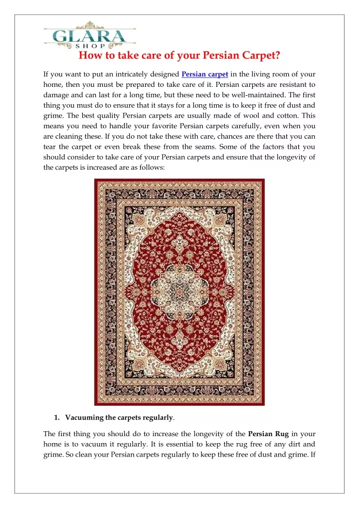 how to take care of your persian carpet
