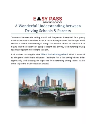 A Wonderful Understanding between Driving Schools & Parents