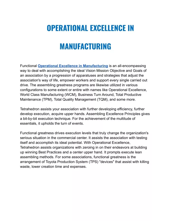 operational excellence in