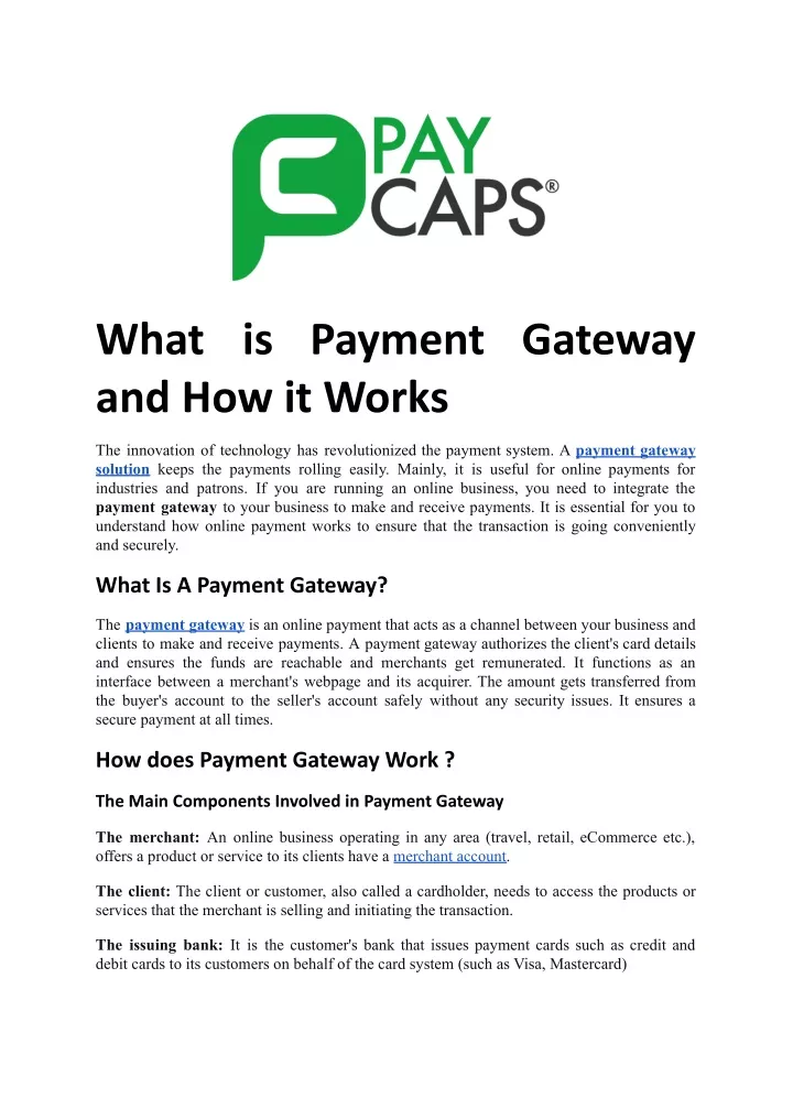 what is payment gateway and how it works