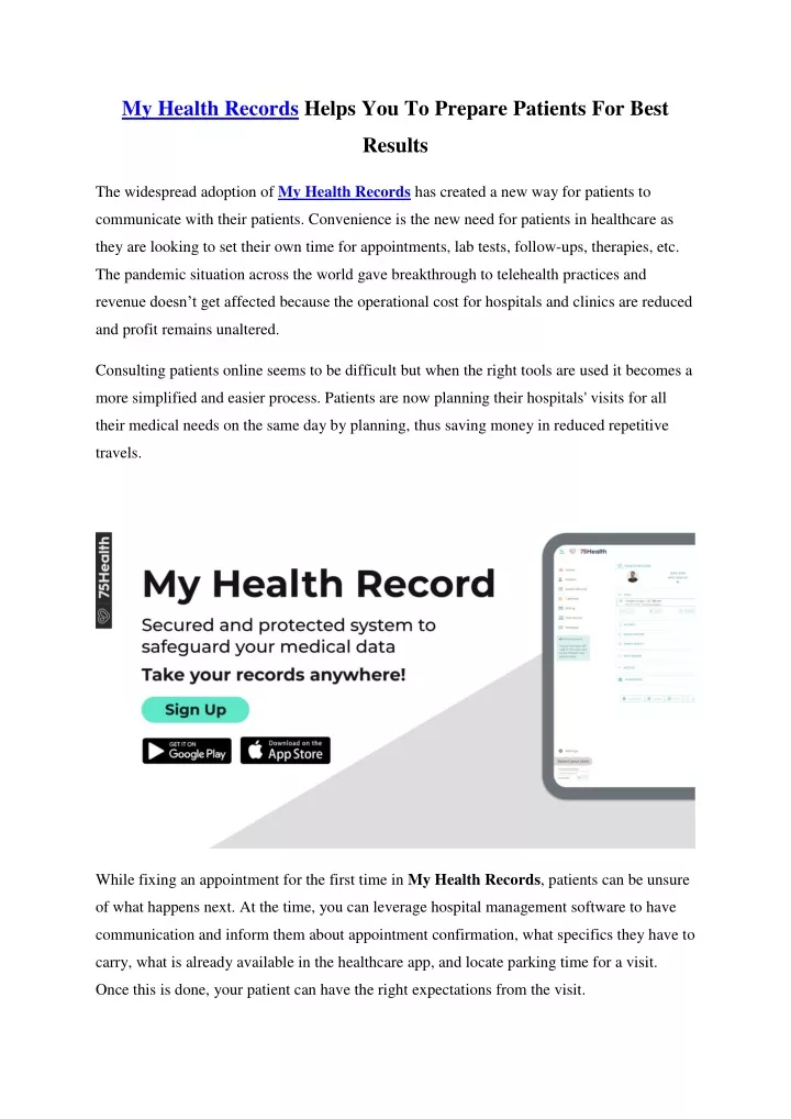 my health records helps you to prepare patients