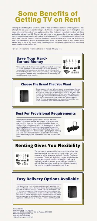 Some Benefits of Getting TV on Rent