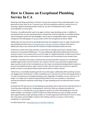how to choose an exceptional plumbing service