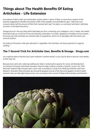 The Worst Advice You Could Ever Get About Health Benefits of Artichokes and Arti