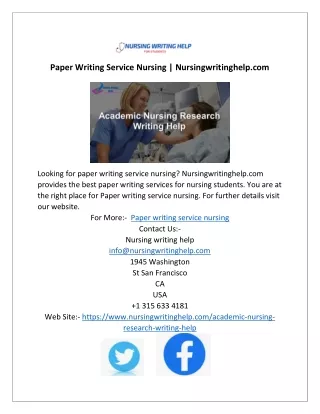 Paper Writing Service Nursing