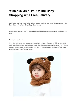 Winter Children Hat- Online Baby Shopping with Free Delivery