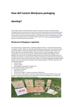 How did Custom Marijuana packaging develop