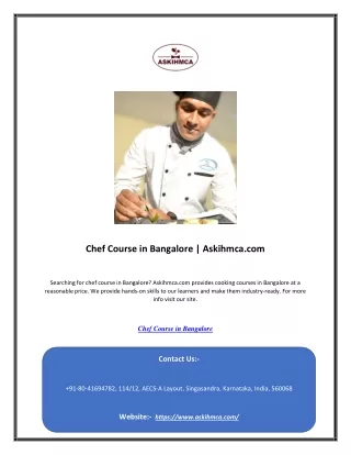 chef course in bangalore askihmca com