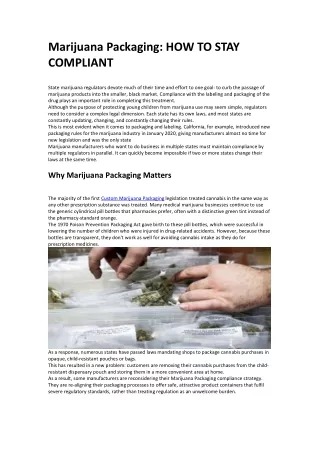 Marijuana Packaging HOW TO STAY COMPLIANT