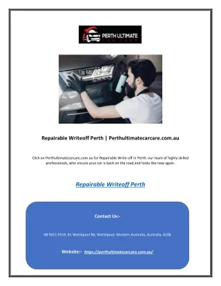 Repairable Writeoff Perth | Perthultimatecarcare.com.au