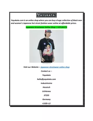 Japanese Streetwear Online Shop  YAYUKATA