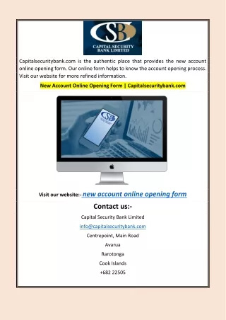 New Account Online Opening Form | Capitalsecuritybank.com
