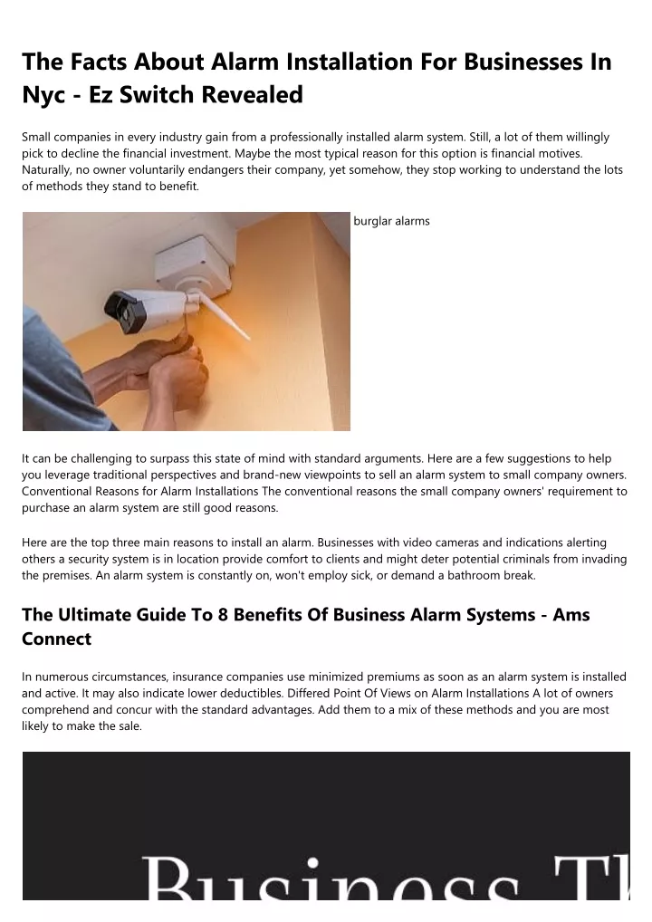 the facts about alarm installation for businesses