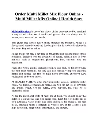 Order Multi Millet Mix Flour Online