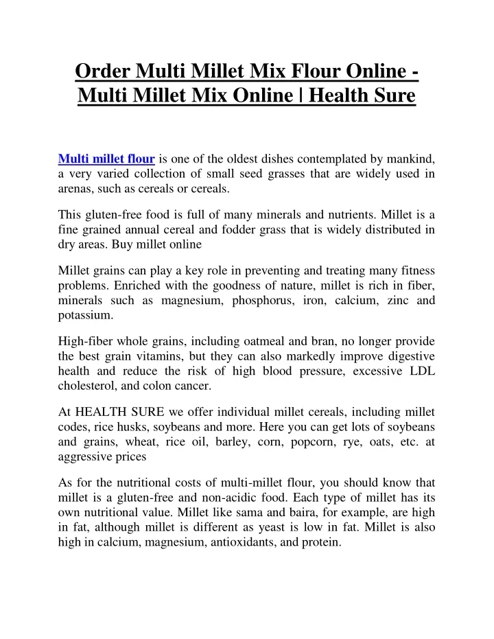 order multi millet mix flour online multi millet