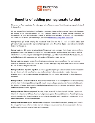 benefits of adding pomegranate to diet