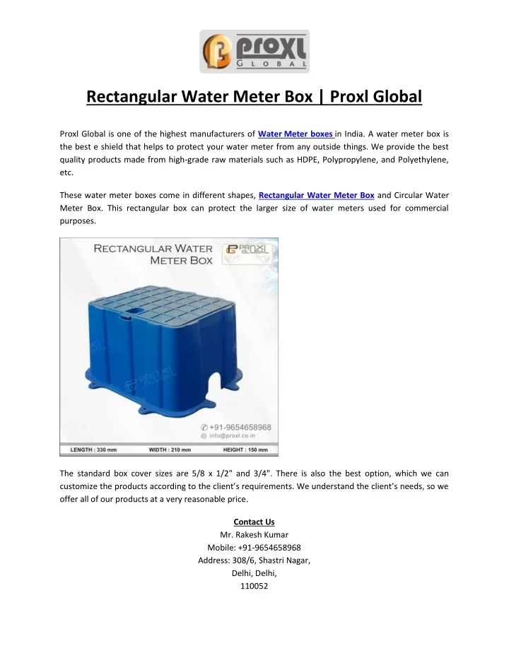 rectangular water meter box proxl global