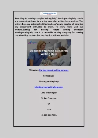 Nursing report writing services