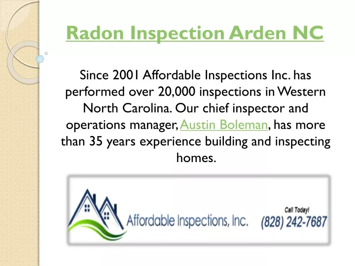 radon inspection arden nc