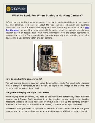 What to Look For When Buying a Hunting Camera