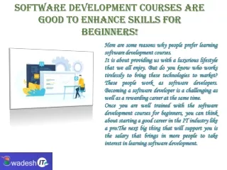 software development courses are good to enhance