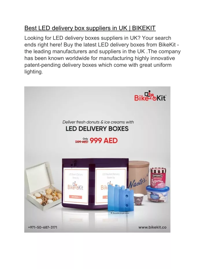 best led delivery box suppliers in uk bikekit