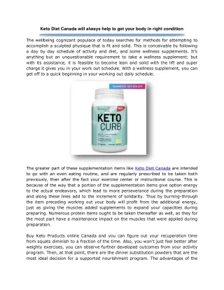 Keto Diet Canada will always help to get your body in right condition