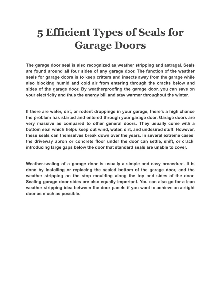 5 efficient types of seals for garage doors