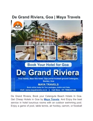 De Grand Riviera, Goa | Maya Travels
