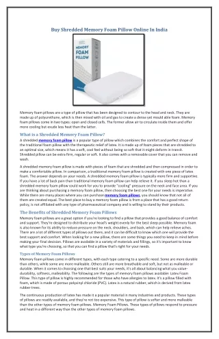 buy shredded memory foam pillow online in india
