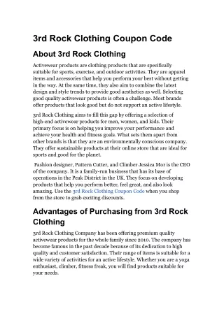 3rd Rock Clothing Coupon Code
