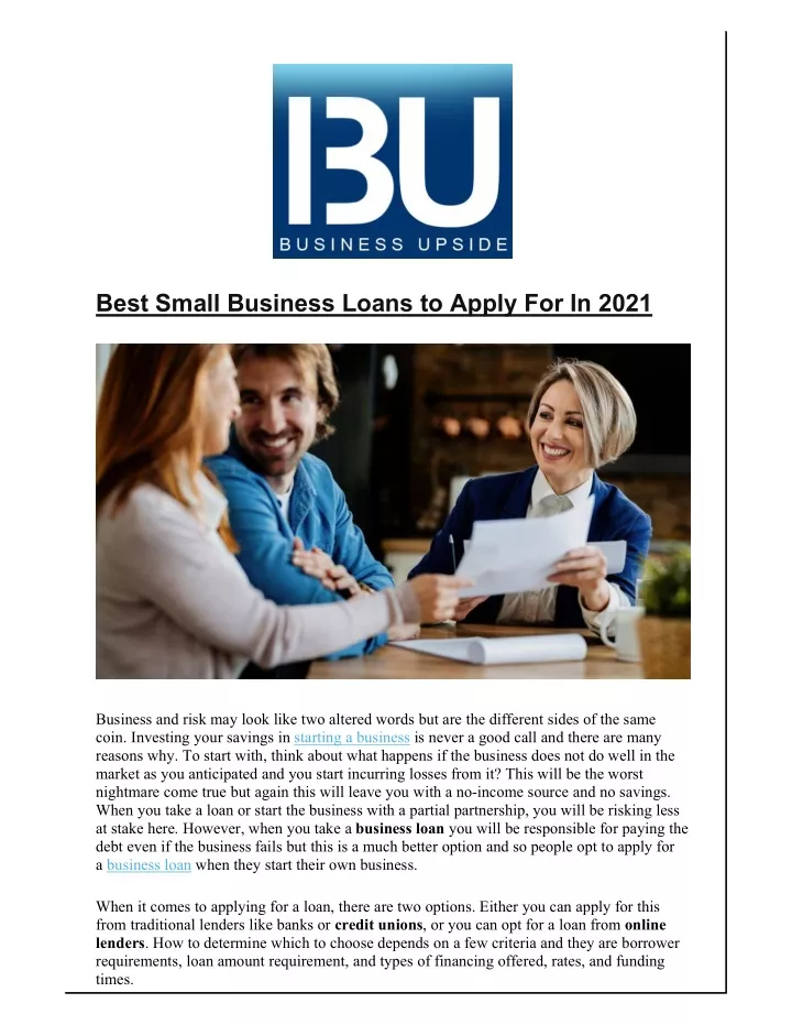 best small business loans to apply for in 2021