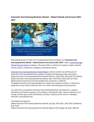 automatic pool cleaning machines market global