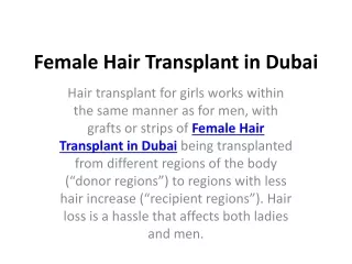 Female Hair Transplant in Dubai