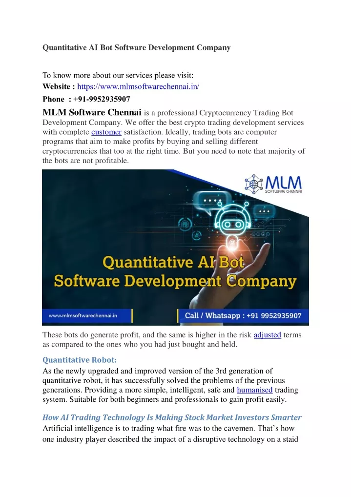 quantitative ai bot software development company