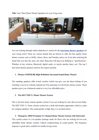 title top 5 best home theater speakers for your