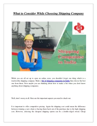 what to consider while choosing shipping company