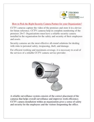 how to pick the right security camera partner
