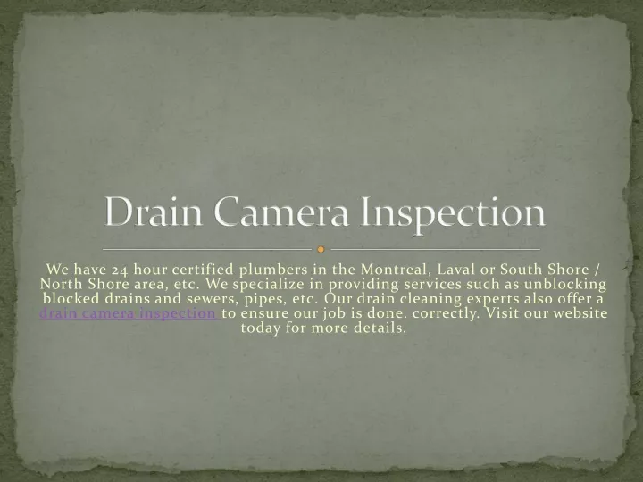 drain camera inspection