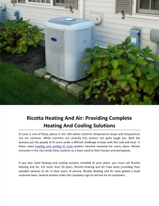 Ricotta Heating And Air Providing Complete Heating And Cooling Solutions