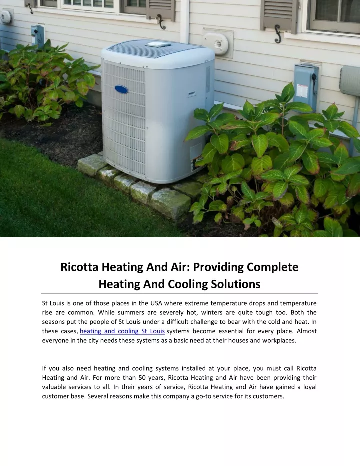 ricotta heating and air providing complete