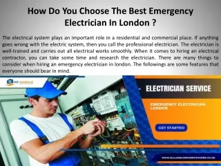 How Do You Choose The Best Emergency Electrician In London