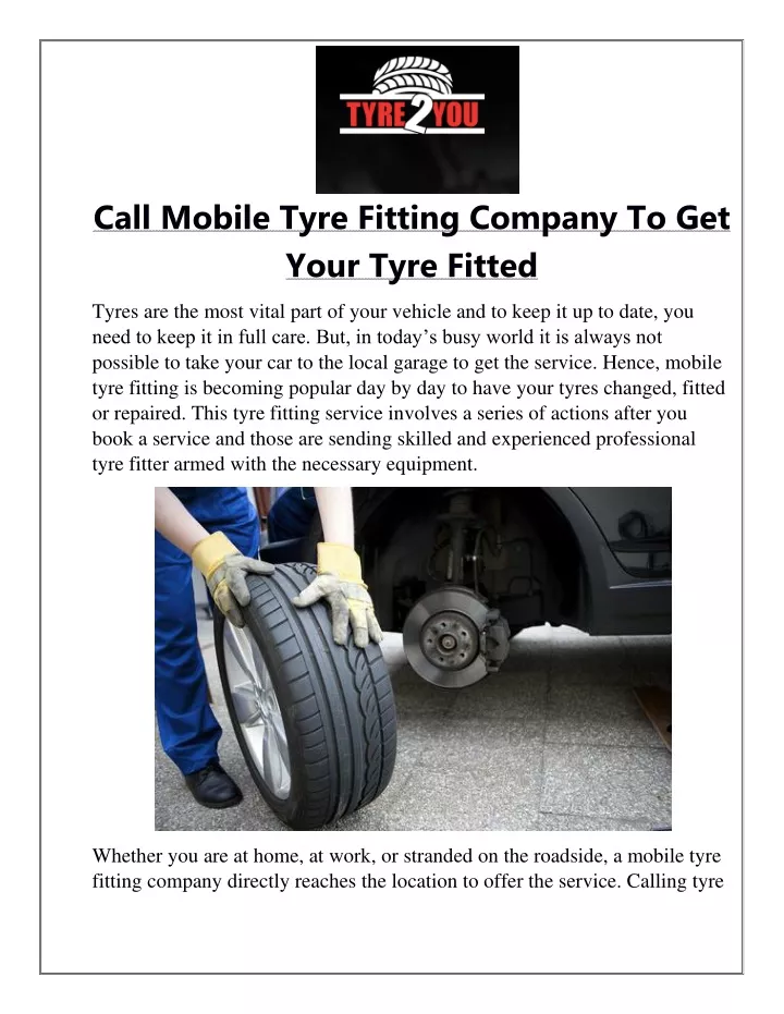 call mobile tyre fitting company to get your tyre
