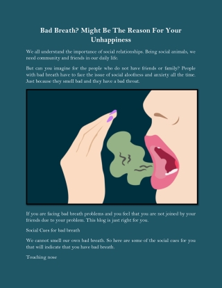 Bad Breath Might Be The Reason For Your Unhappiness