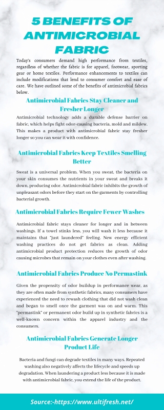 5 BENEFITS OF ANTIMICROBIAL FABRIC