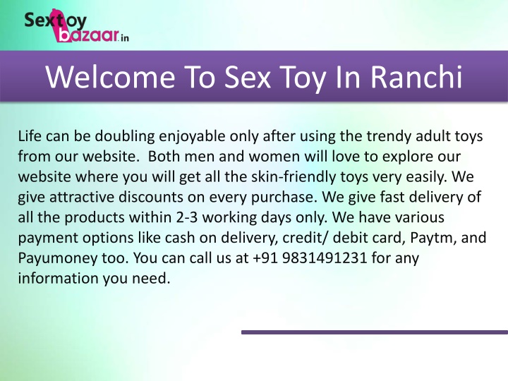 welcome to sex toy in ranchi