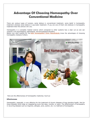 Advantage Of Choosing Homeopathy