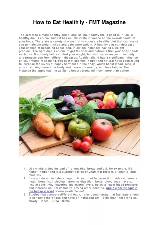 how to eat healthily fmt magazine the secret